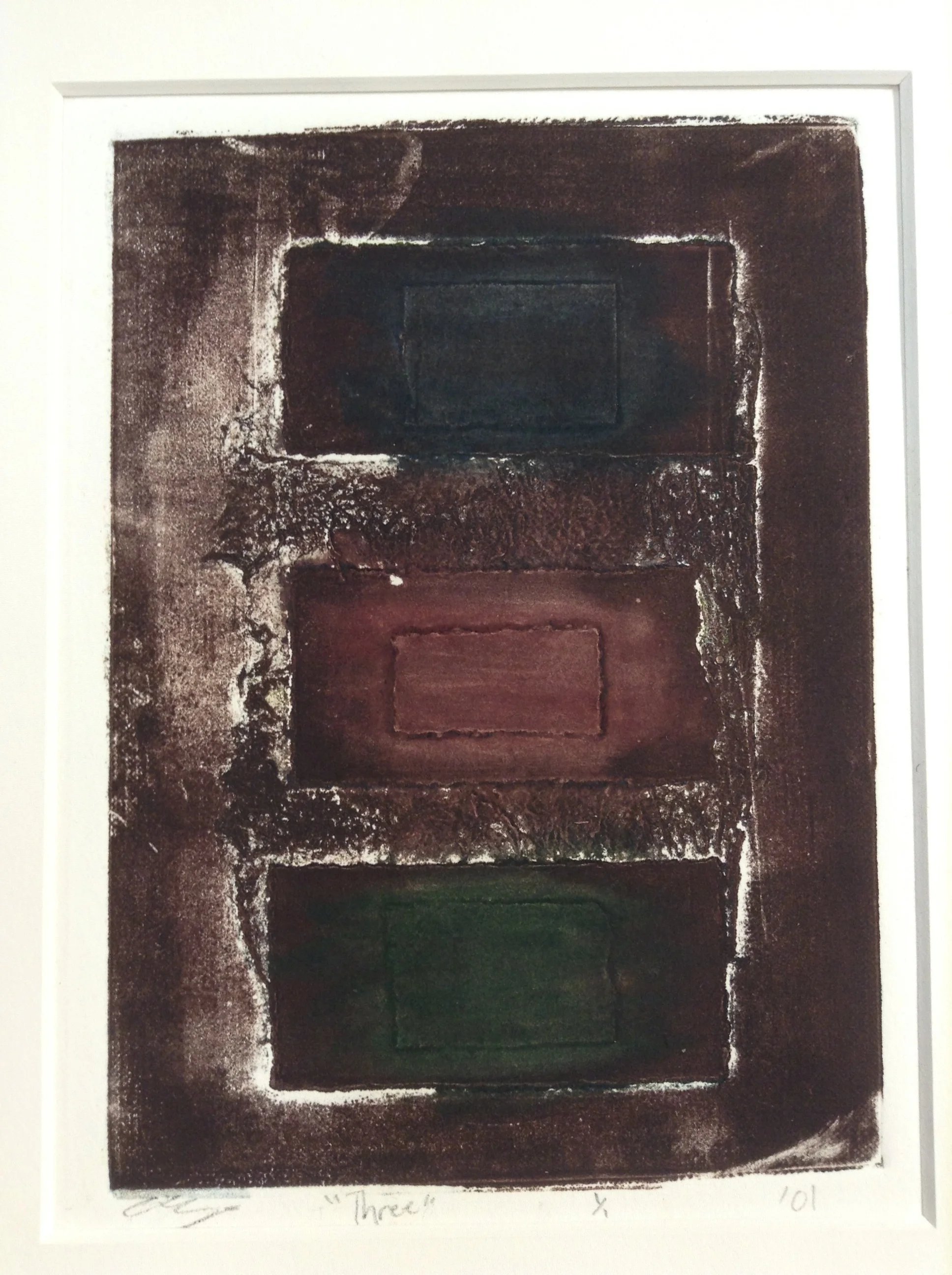  “Three”  Block Print  1/1  4x6  2001  