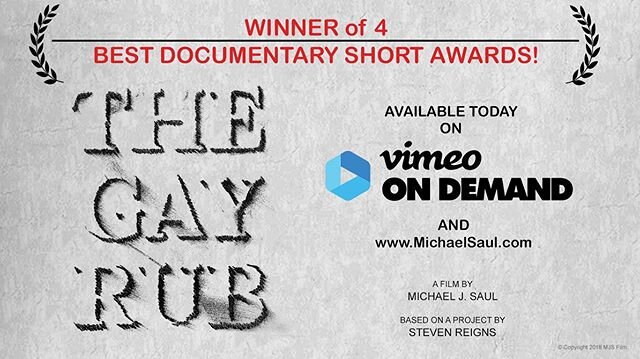 Available TODAY on Vimeo 
https://vimeo.com/ondemand/thegayrubdocumentary