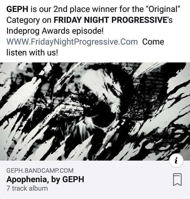 We came in 2nd place in the original music category of Friday Night Progressive's IndieProg Awards hosted by @the_unified_one !  Come check us out 12/7 at @soniamideast when we open for @therupertselection and crazy prog darlings @considerthesourcemu
