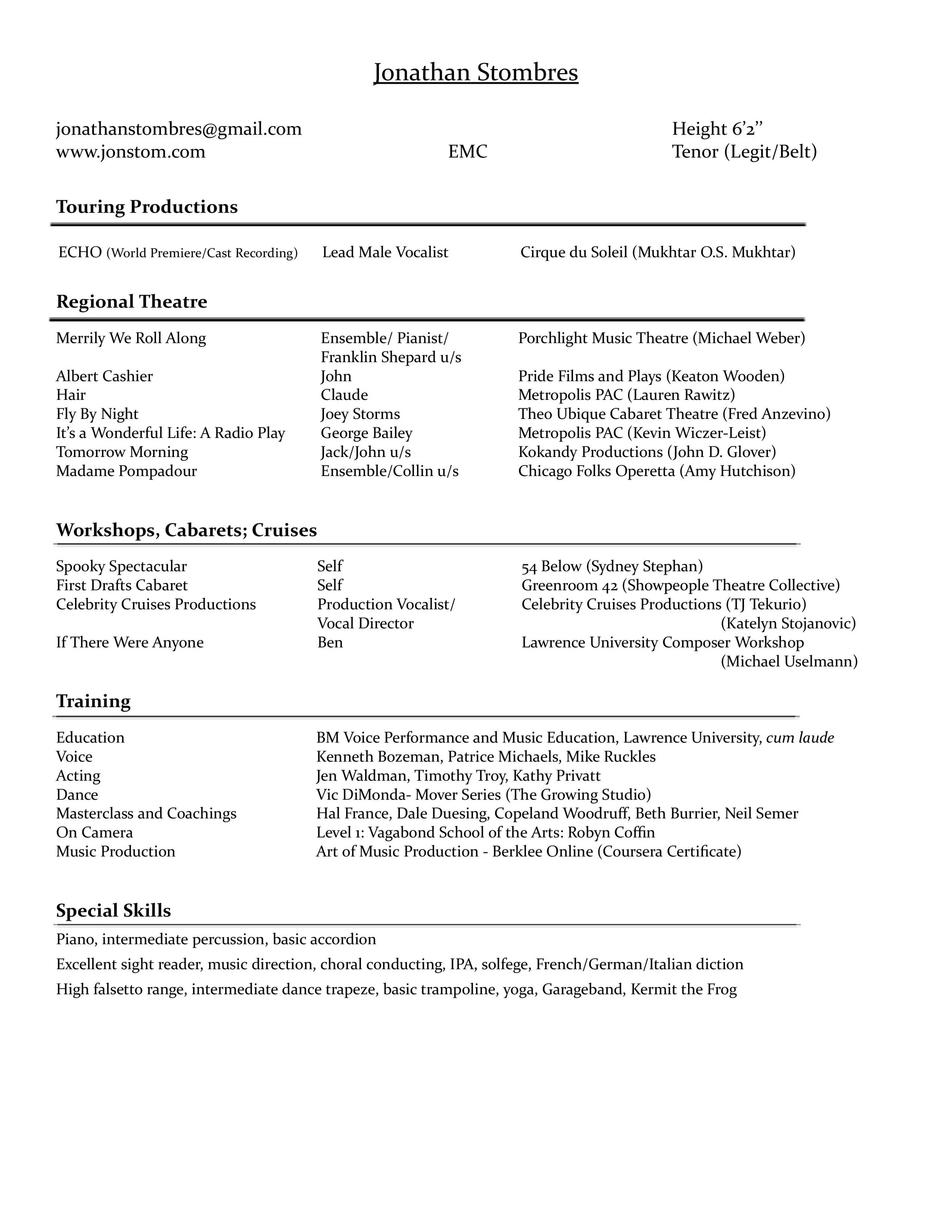 Headshot/Resumé — Jonathan Stombres Jonathan Stombres Jonathan-Stombres ...