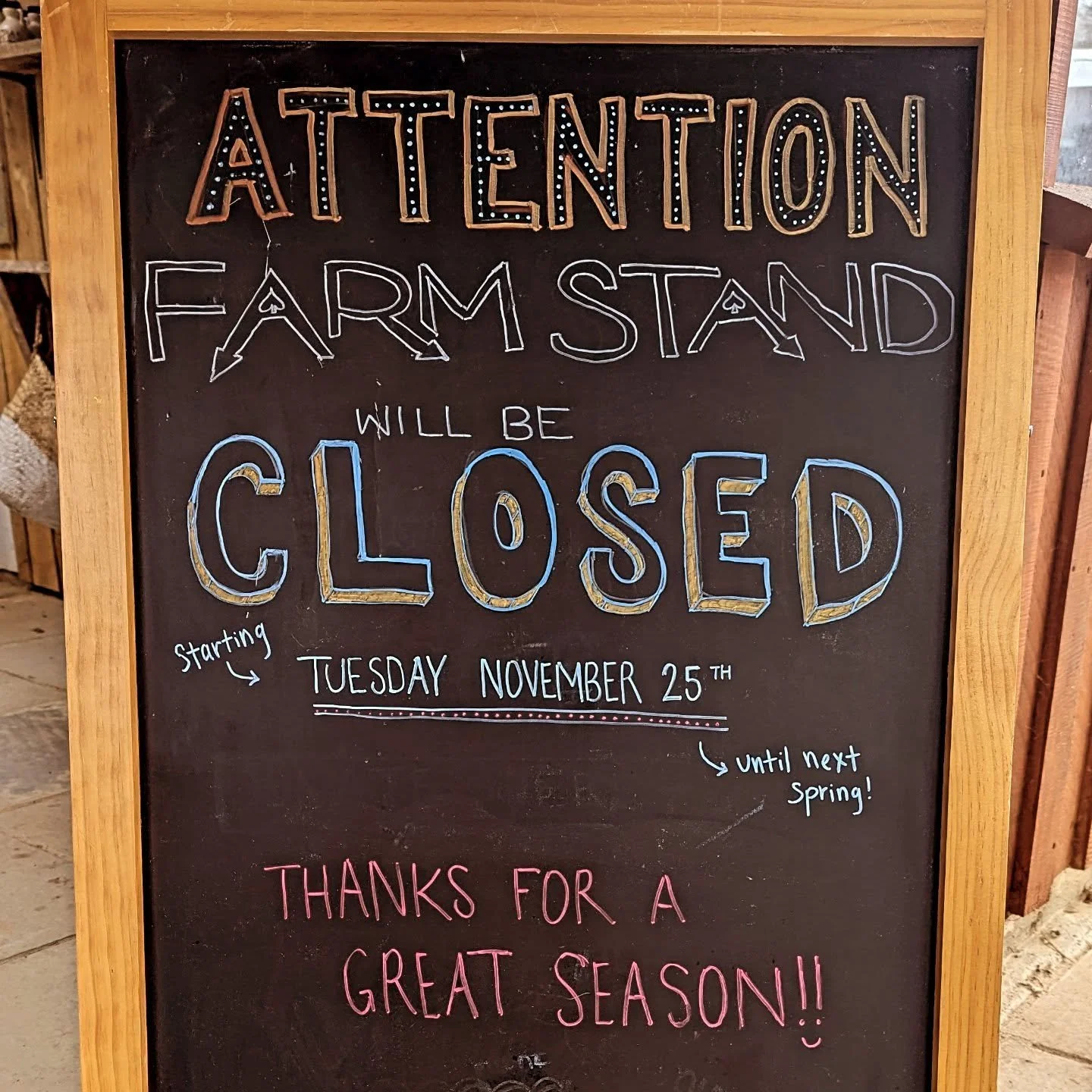 📣 We will be closing the farm stand for winter starting next Tuesday!

🥗 Come by for one final round of salad ingredients this weekend!
