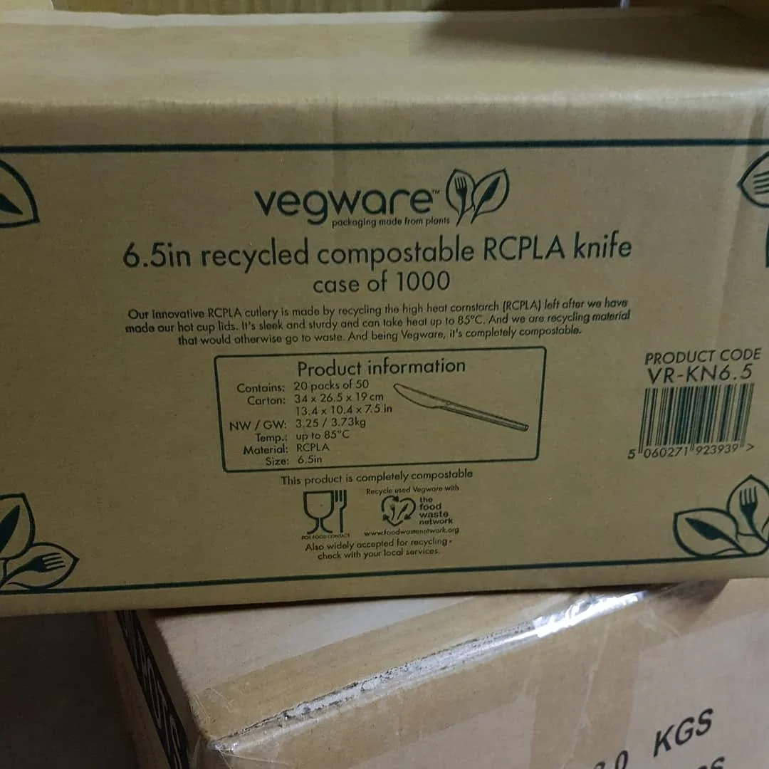 Recycled, compostable cutlery.