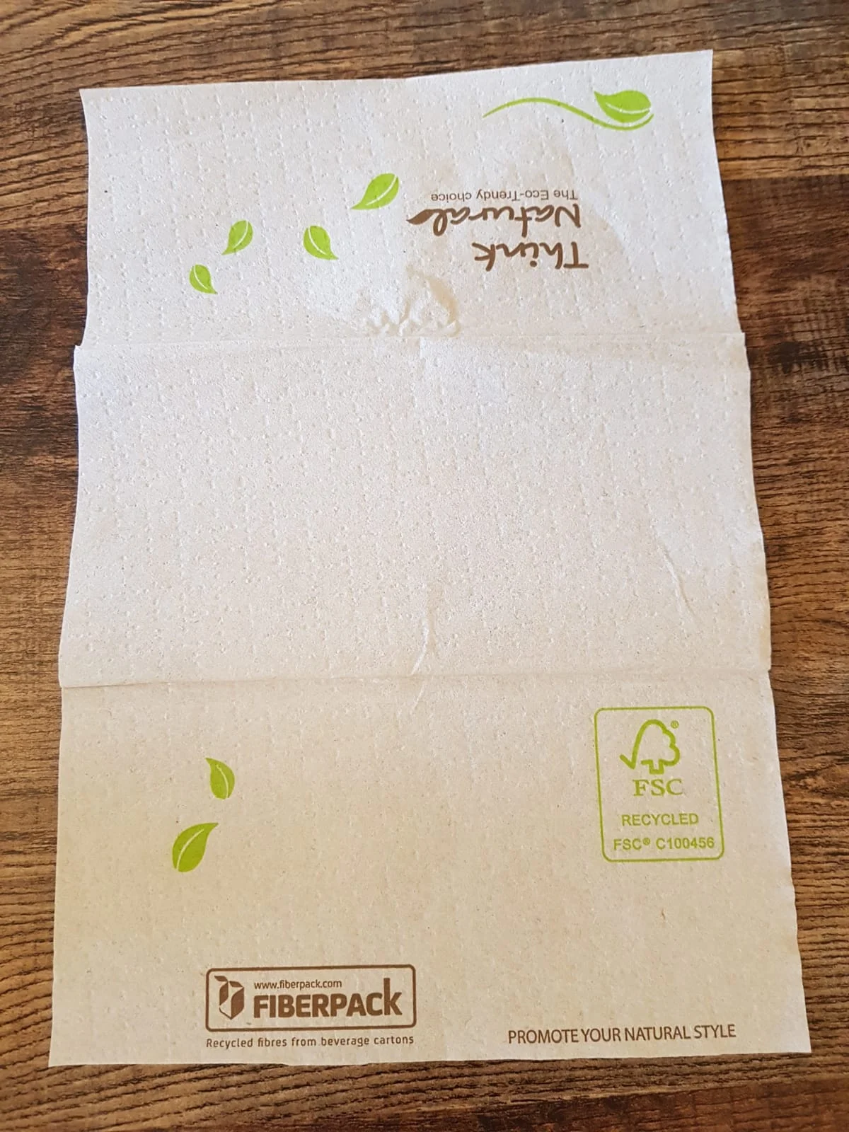 Recycled, compostable napkins.