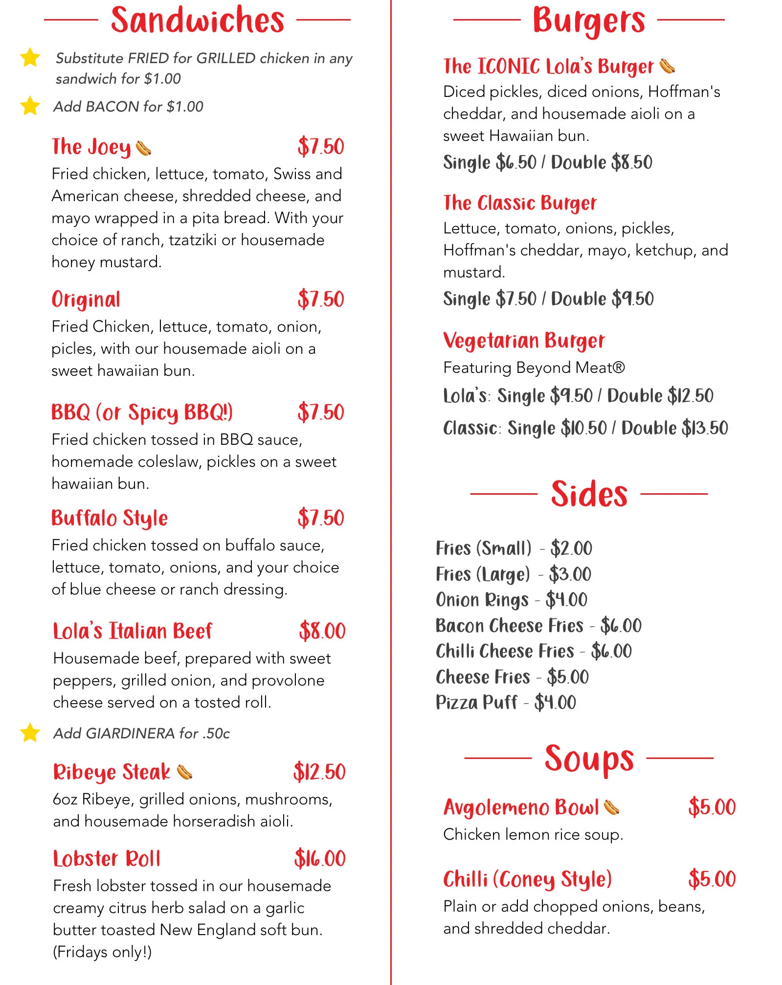Menu — Coney Island Hot Dogs