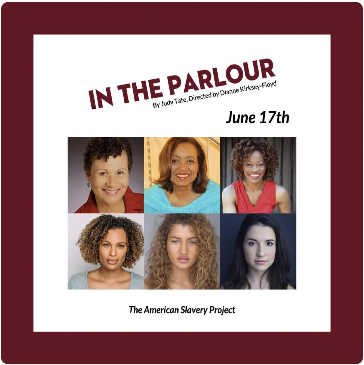 See Messeret in The American Slavery Project’s evening of “Freedom to Enfranchisement” in “In The Parlour Monday , June 17th