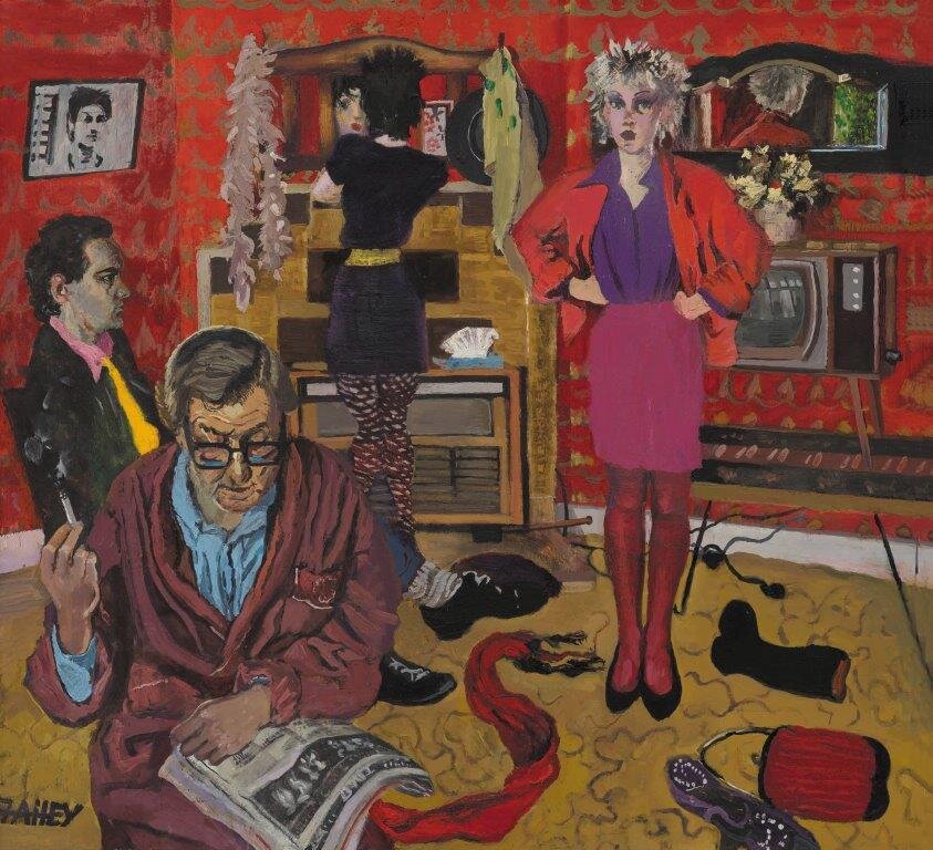  Jacqueline Fahey,  Friday Night and Fraser has the Flu,  1978, Oil on board Private collection, Auckland 