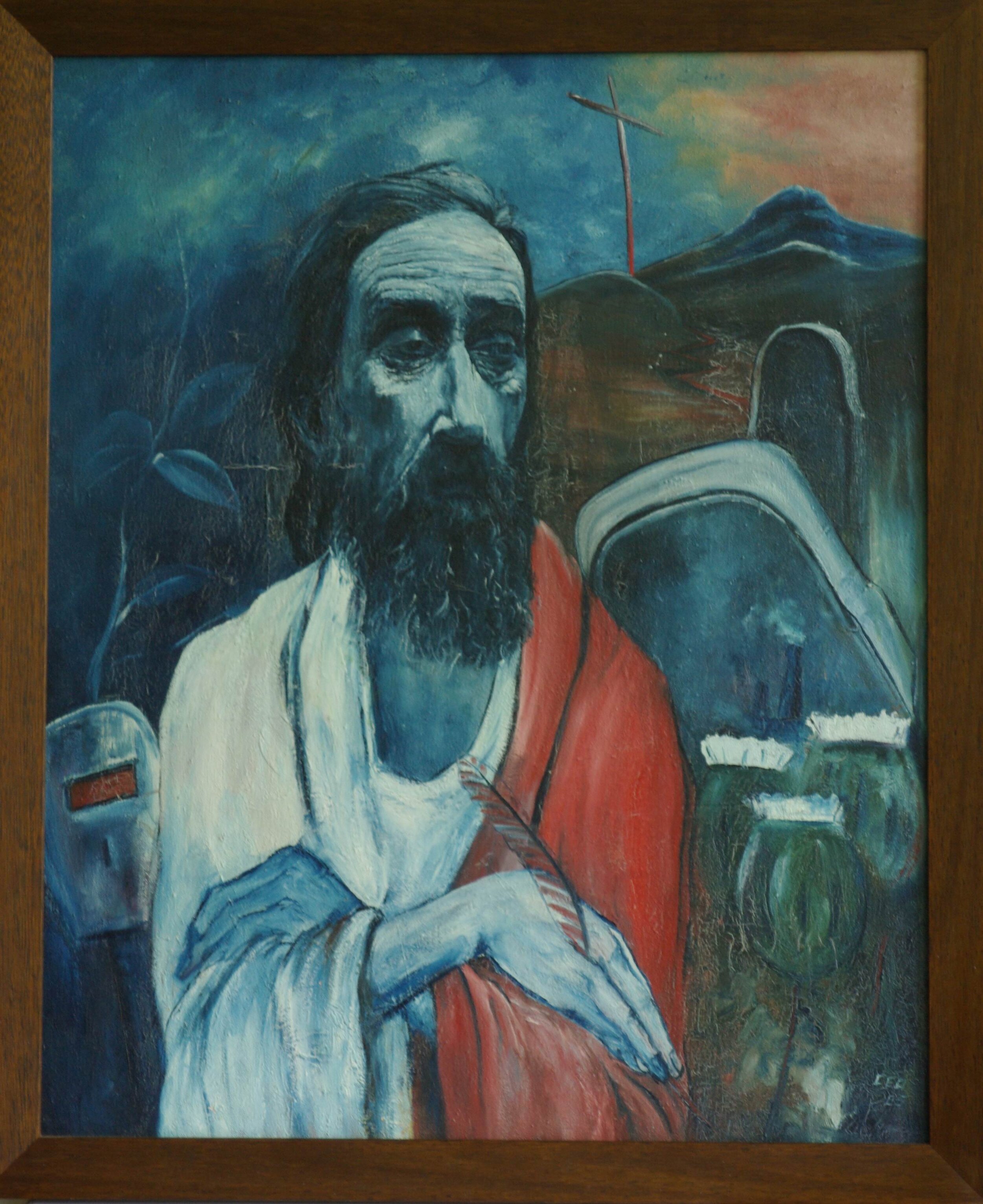  Carl Edward Otto,  James K. Baxter  ,1985, Oil on canvas, New Zealand Portrait Gallery Collection 
