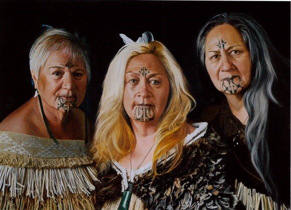  André Brönnimann,  3 Sisters,  2015, Oil on linen, New Zealand Portrait Gallery Collection 