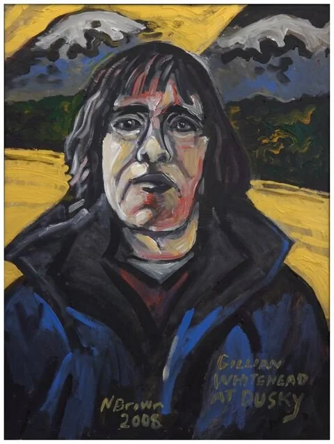  Nigel Brown,  Dame Gillian Whitehead at Dusky,  2008, Acrylic on board, New Zealand Portrait Gallery Collection 