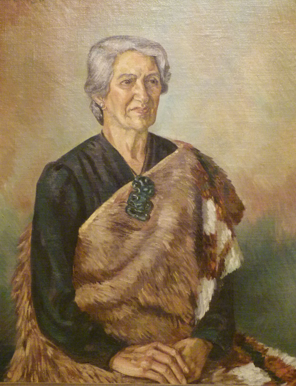  Beverley Shore Bennett,  Portrait of Lady Pomare , 1950, Oil on canvas, New Zealand Portrait Gallery Collection 
