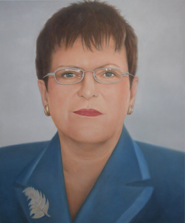   Martin Ball,  The Right Hon Jenny Shipley DNZM , 2002,Oil on canvas, New Zealand Portrait Gallery ,Donated by Roger Bridge, National Party Regional Chair for Canterbury  