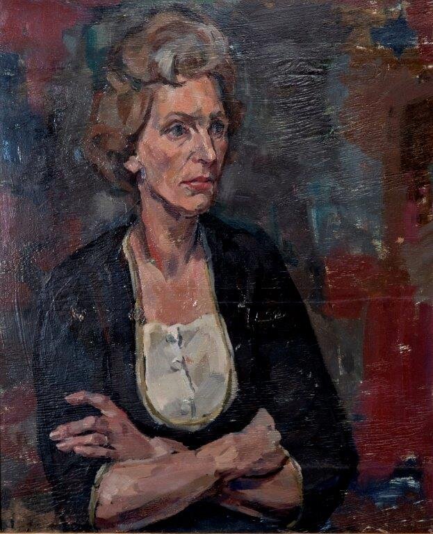  Alan Pearson,  Portrait of Patricia St John  (Lady Bolingbroke),  c. 1963. New Zealand Portrait Ga;;ery Collection, gift of the artist. 