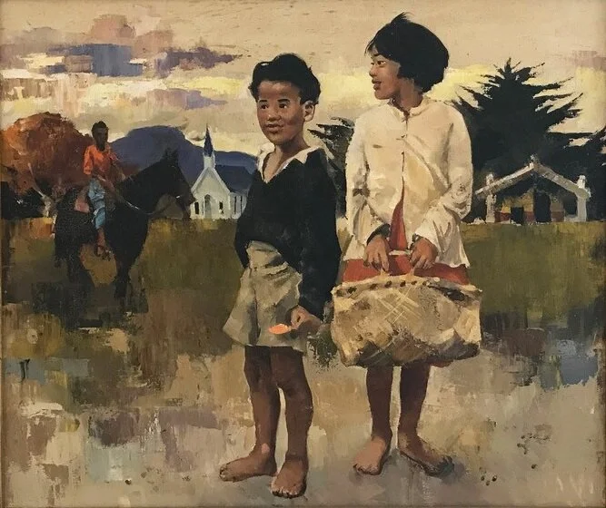 Peter McIntyre,  Maori Children, King Country , 1963. Private collection.