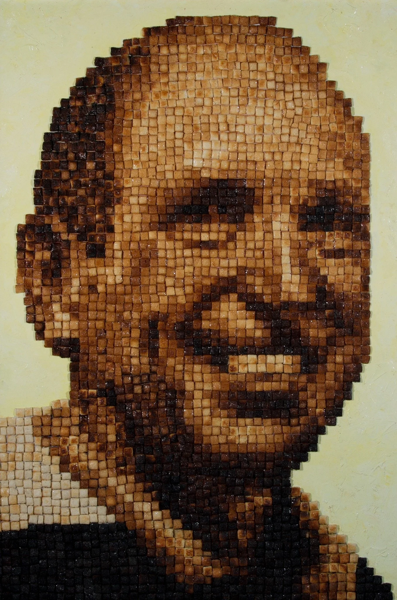 This self‑portrait by Maurice Bennett, created entirely from toast, is a crowd favourite from our current 2025 Liz Stringer Curatorial Intern exhibition A Horse Walks Into A Bar: Humour and Portraiture in Aotearoa.

Curated by Matthew Whiteman, the e