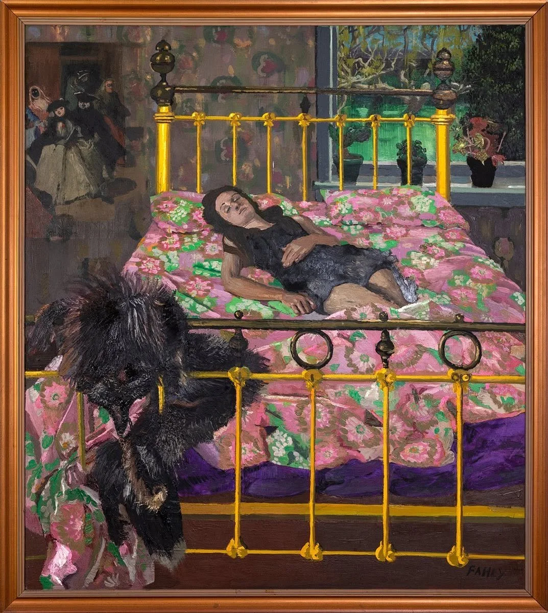Jacqueline Fahey  Girl Dreams, 1979  oil on board  Collection of the New Zealand Portrait Gallery Te Pūkenga Whakaata. Gifted by the Adam Foundation.