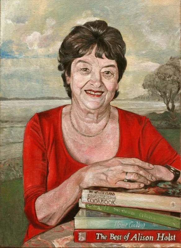 Freeman White  Dame Alison Holst, 2011 Oil on Canvas  Collection of the New Zealand Portrait Gallery Te Pūkenga Whakaata.