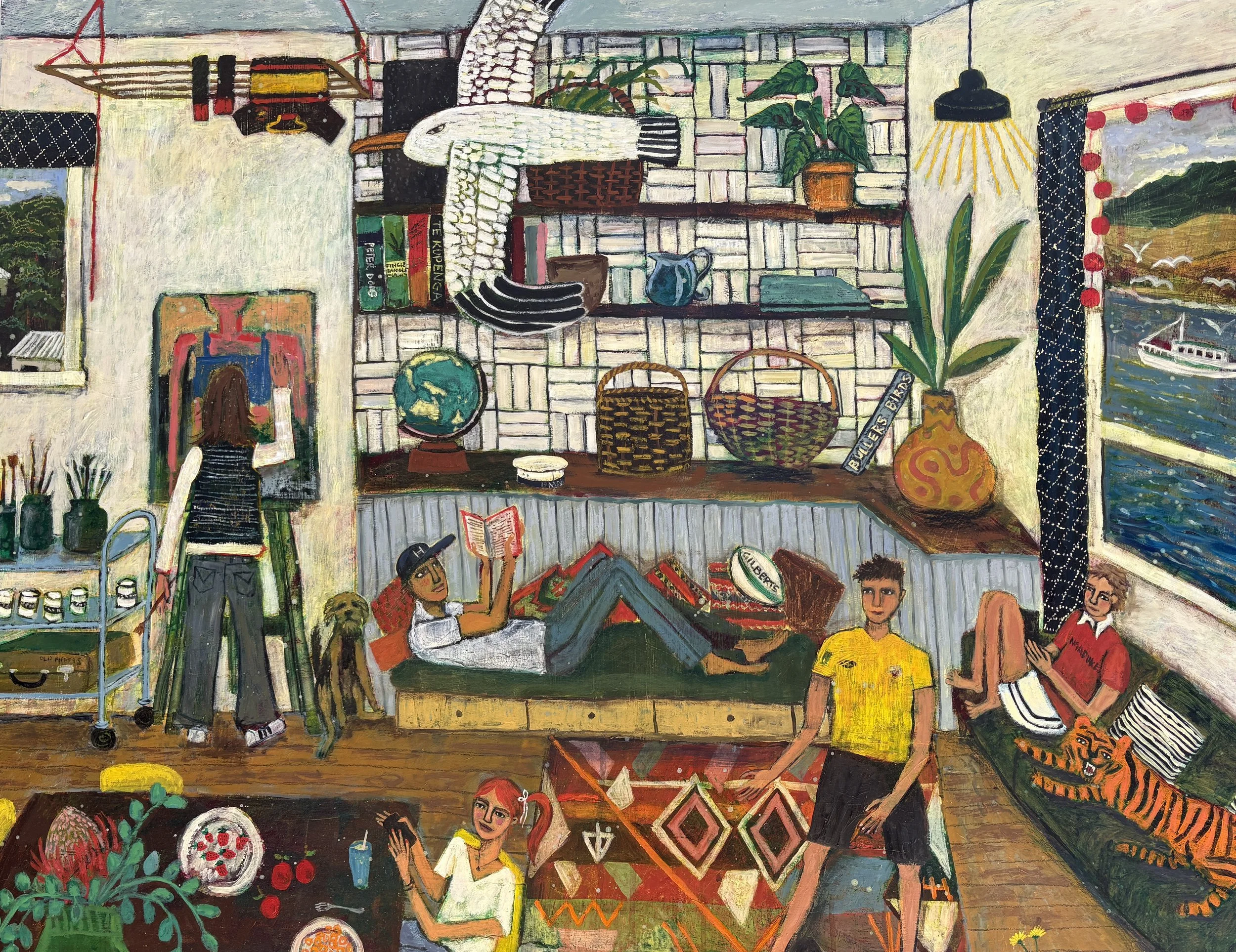 Emma Hercus, Home, 2026. Acrylic and oil on wood panel.