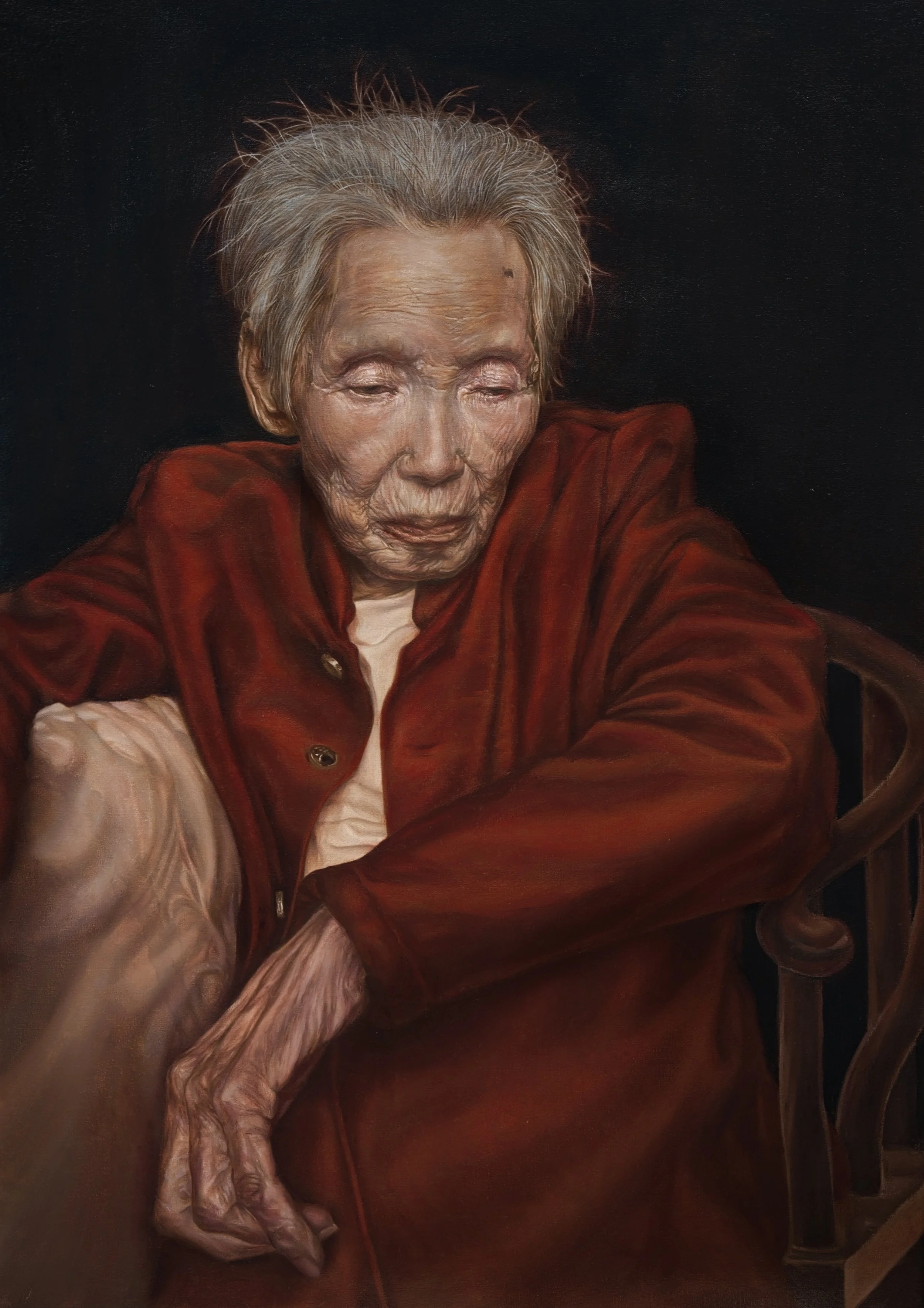 Xini Zhu, Grandma in the Days of Yore, 2026. Oil on canvas.
