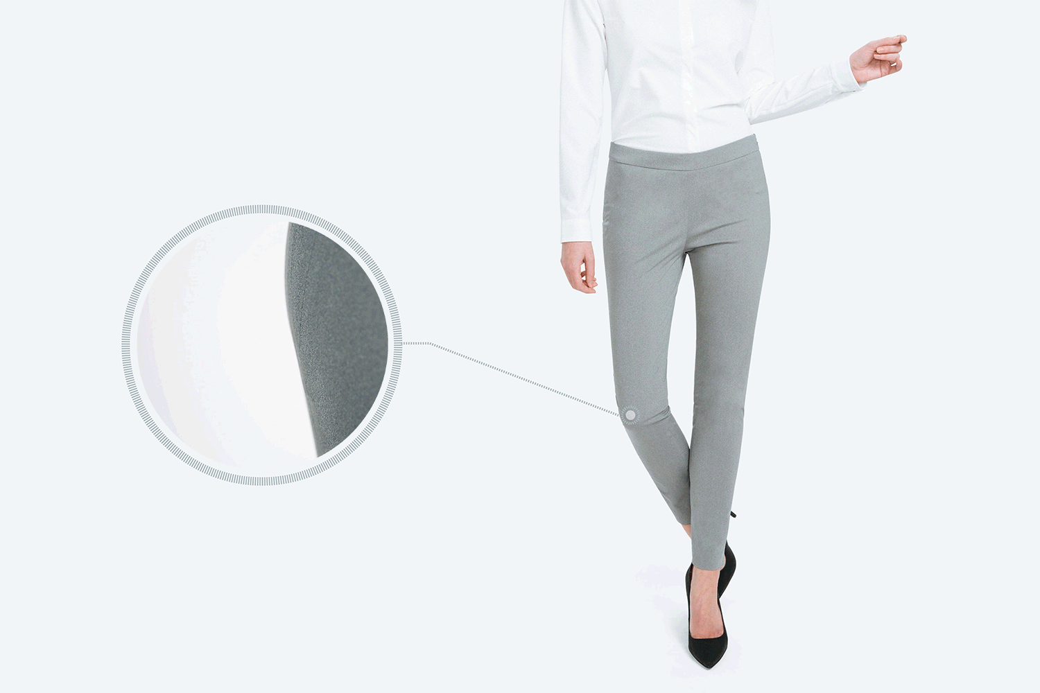 The Kinetic fiber has a spiral, spring-like shape that gives it inherent resilience - this allows it to stretch and always bounce back to its original shape.