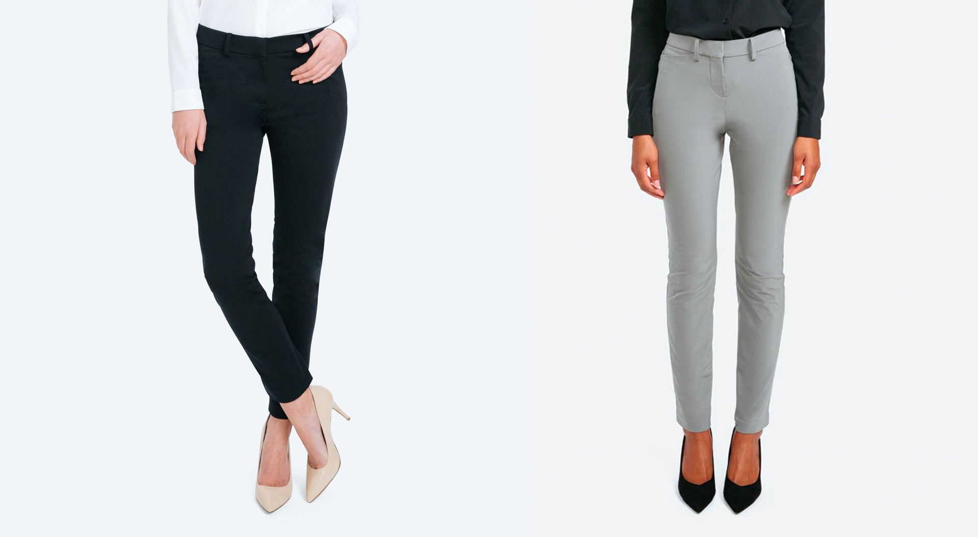 The new Women's Kinetic Pant (Left) and previous generation Structure Your Day Pant (Right).