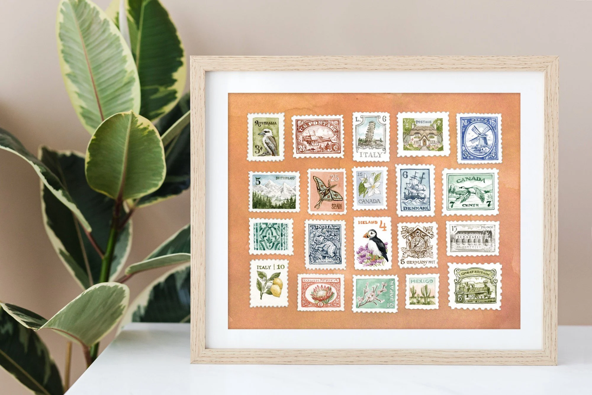 Vintage Stamp Collection Art Print