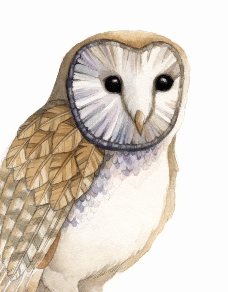 Feathered Owl Watercolour Illustration by Alicia's Infinity - www.aliciasinfinity.com