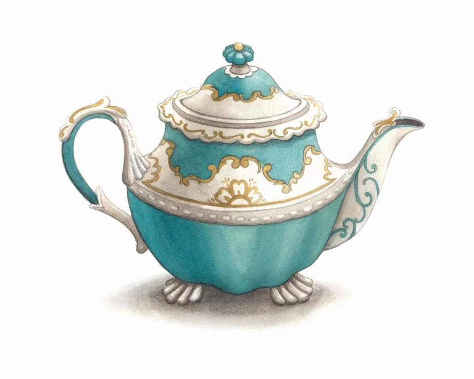 Vintage Teapot Watercolour Illustration by Alicia's Infinity - www.aliciasinfinity.com