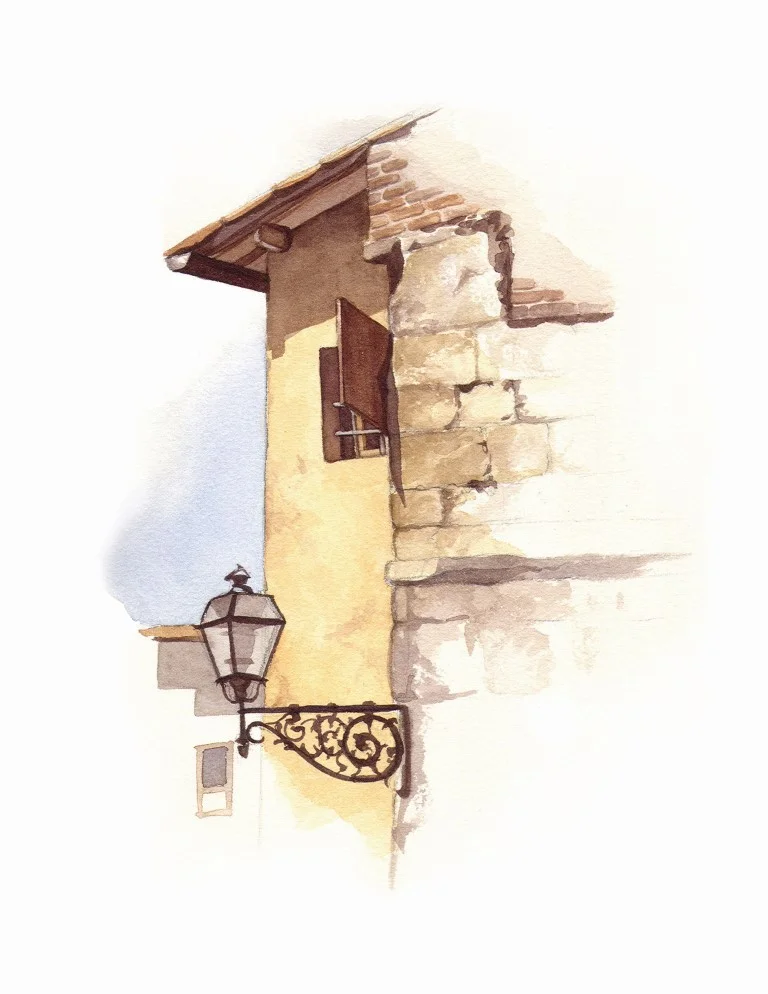 Italy Lampost Watercolour Illustration by Alicia's Infinity - www.aliciasinfinity.com