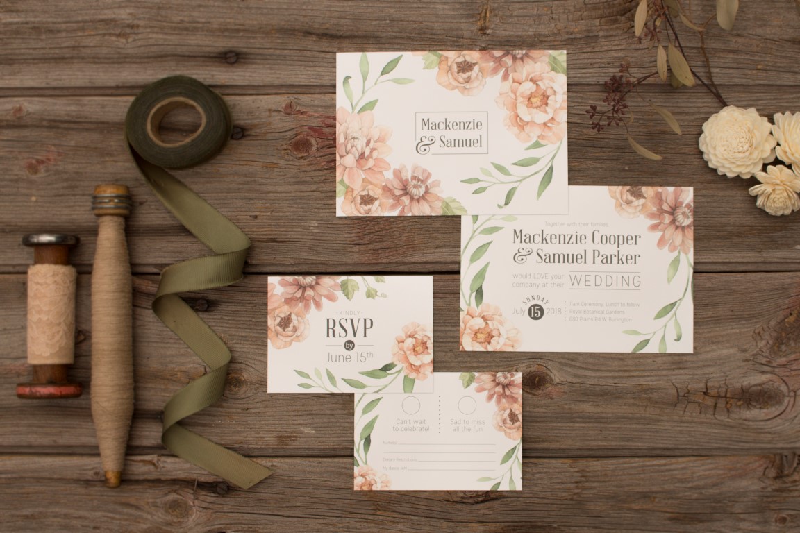 Blush Botanical and Vine Watercolour Wedding Invitations and Stationery by Alicia's Infinity - www.aliciasinfinity.com