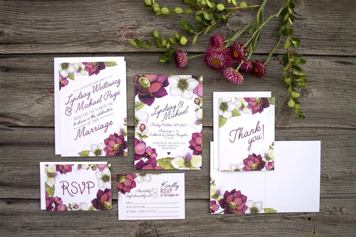 Marsala Floral Watercolour Wedding Invitations and Stationery by Alicia's Infinity - www.aliciasinfinity.com