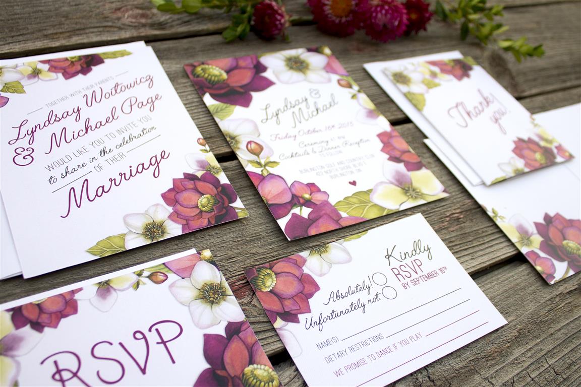Marsala Floral Watercolour Wedding Invitations and Stationery by Alicia's Infinity - www.aliciasinfinity.com