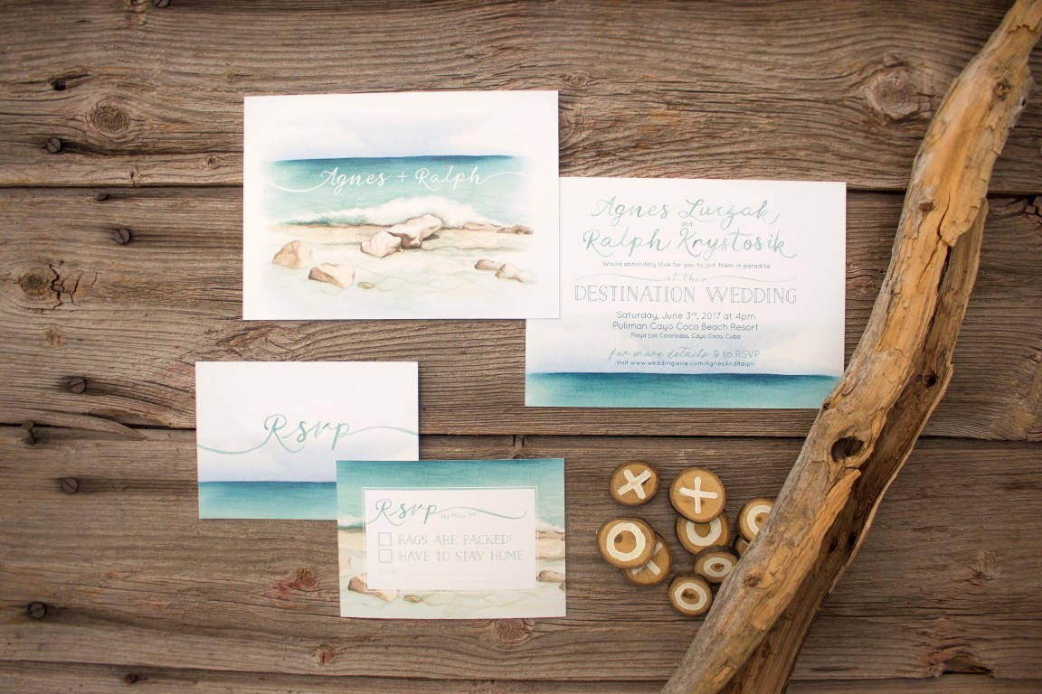 Tropical Beach Destination Wedding Invitations And