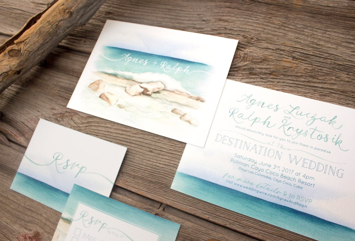 Tropical Beach Destination Wedding Invitations and Stationery by Alicia's Infinity - www.aliciasinfinity.com
