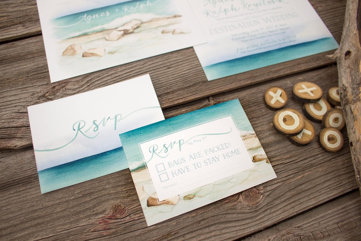 Tropical Beach Destination Wedding Invitations and Stationery by Alicia's Infinity - www.aliciasinfinity.com