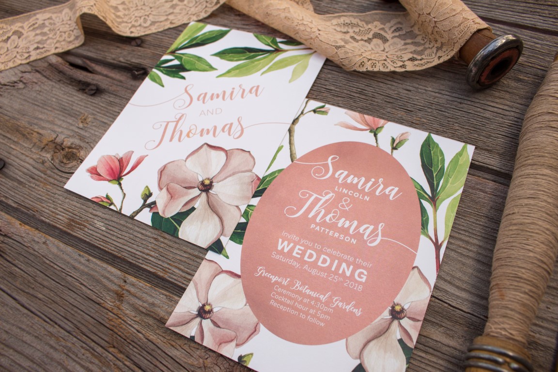 Blush Magnolia Botanical Illustration - Wedding Invitations and Stationery by Alicia's Infinity - www.aliciasinfinity.com