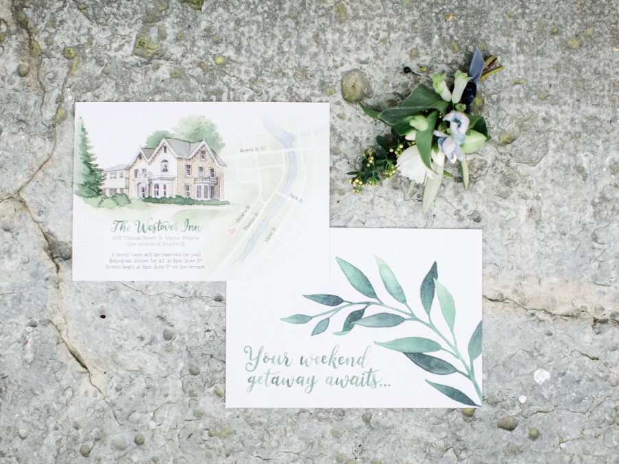 Simple and Elegant Greenery Garland Watercolour Wedding Invitations and Stationery by Alicia's Infinity - www.aliciasinfinity.com