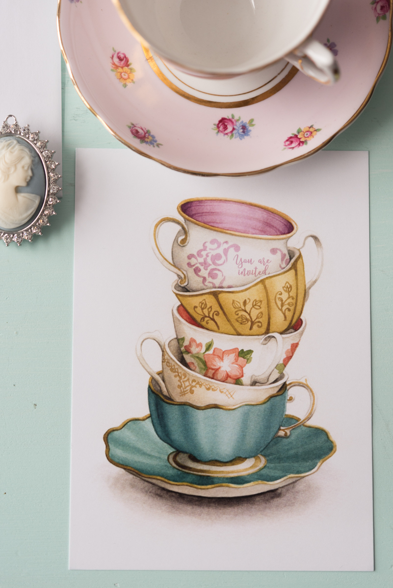 Vintage Tea Party Bridal Shower Invitations and Stationery by Alicia's Infinity - www.aliciasinfinity.com