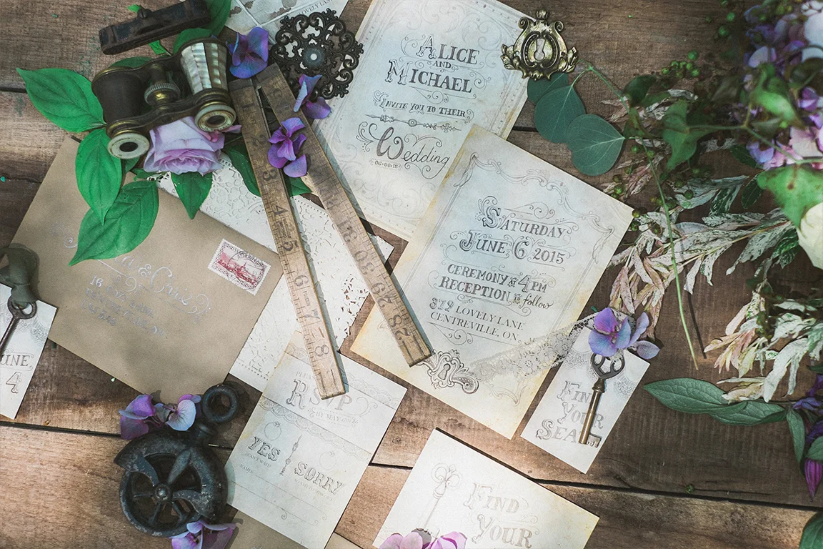 Vintage Tea-Stained Steampunk Wedding