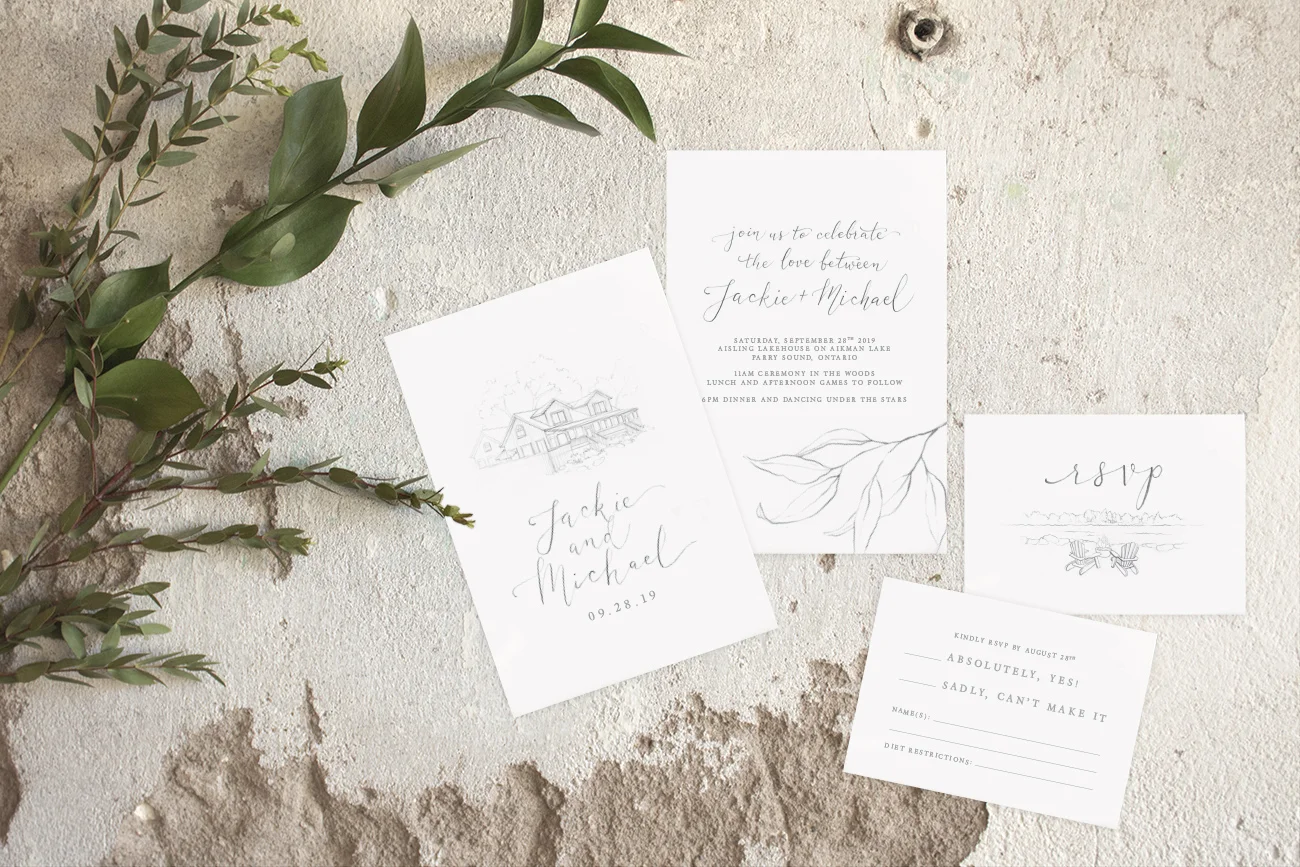 Custom Venue Sketch with Leaves