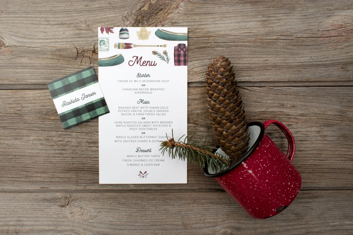 Canadiana Rustic Plaid Watercolour Wedding Invitations by Alicia's Infinity - www.aliciasinfinity.com