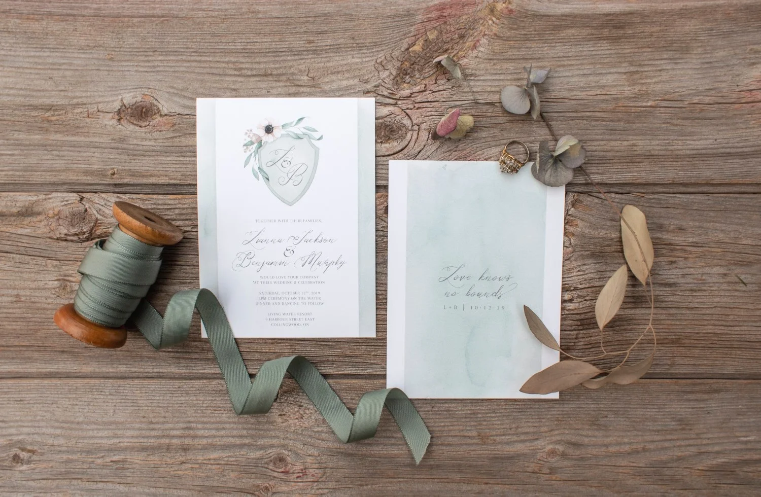 Floral Monogram with Anemone and Eucalyptus