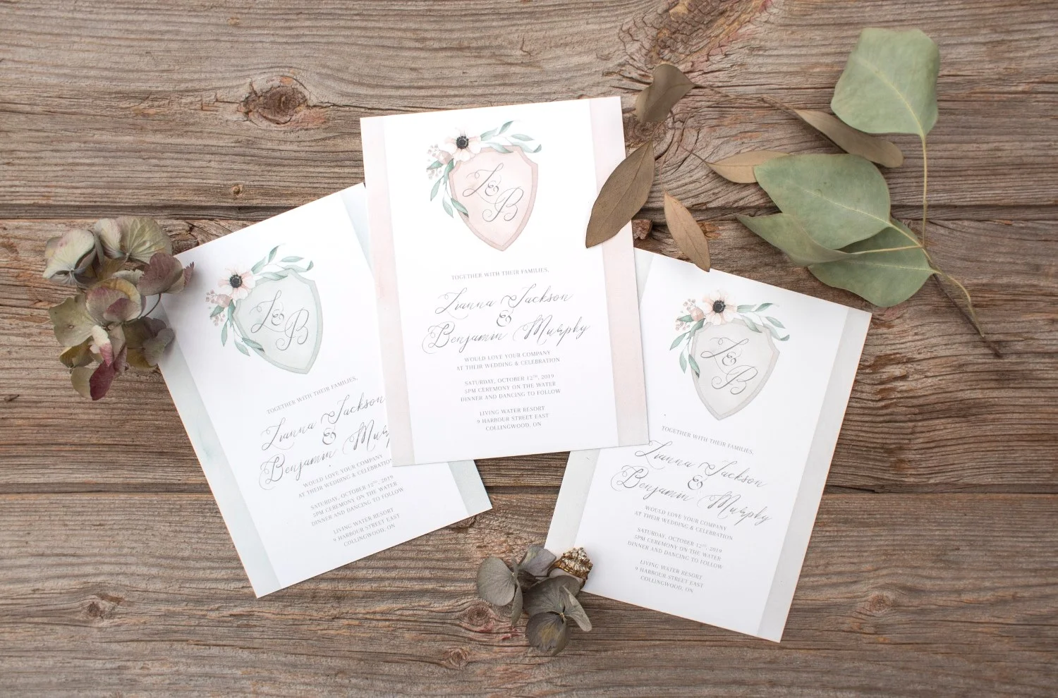 Floral Monogram with Anemone and Eucalyptus