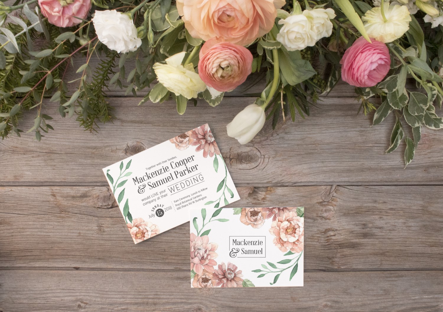 Blush Botanical and Vine Watercolour Wedding Invitations and Stationery by Alicia's Infinity - www.aliciasinfinity.com