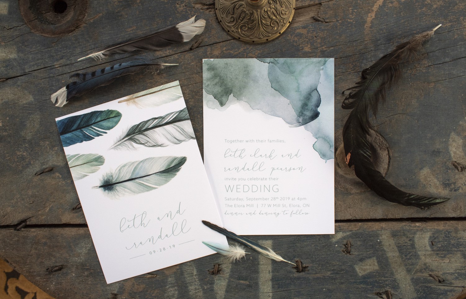 Watercolour Feathers Boho Wedding 