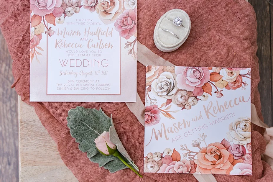 Blush and Coral Rose Gold Watercolour