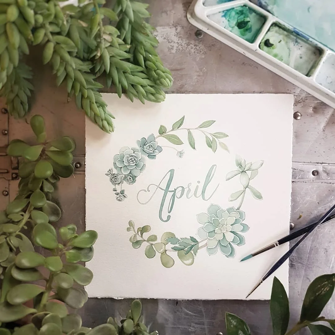 April Monthly Watercolour Illustration - Alicia's Infinity