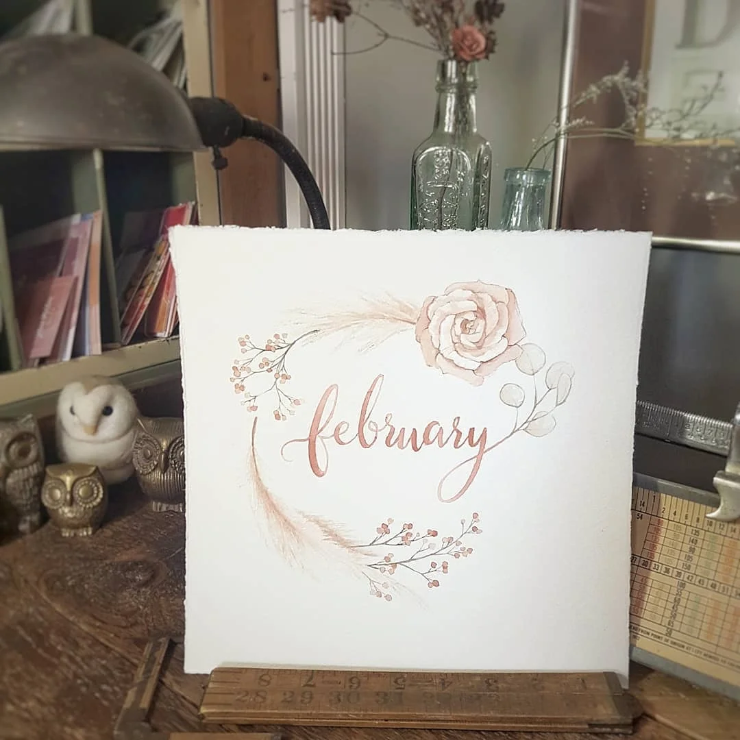 February Monthly Watercolour Illustration - Alicia's Infinity