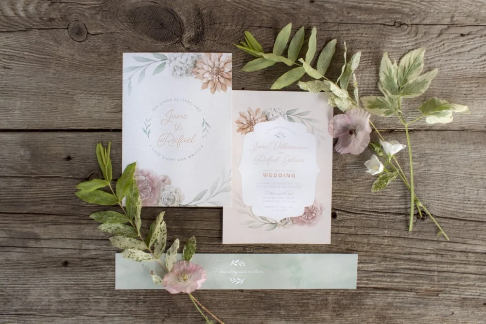 Hydrangea with Peach Dahlia Botanical Illustration - www.aliciasinfinity.com