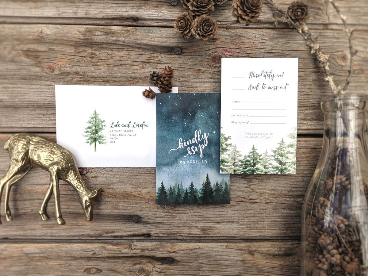 Forest Trees Outdoor Wedding RSVP