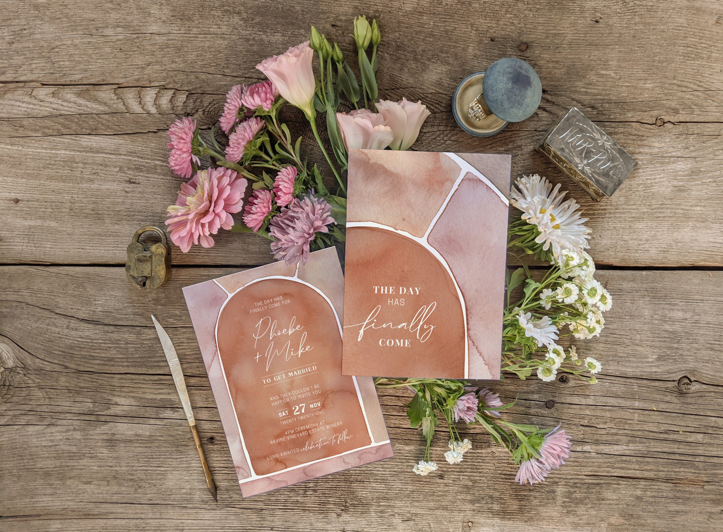 Watercolour Painted Arch Wedding Invitations &amp; Stationery